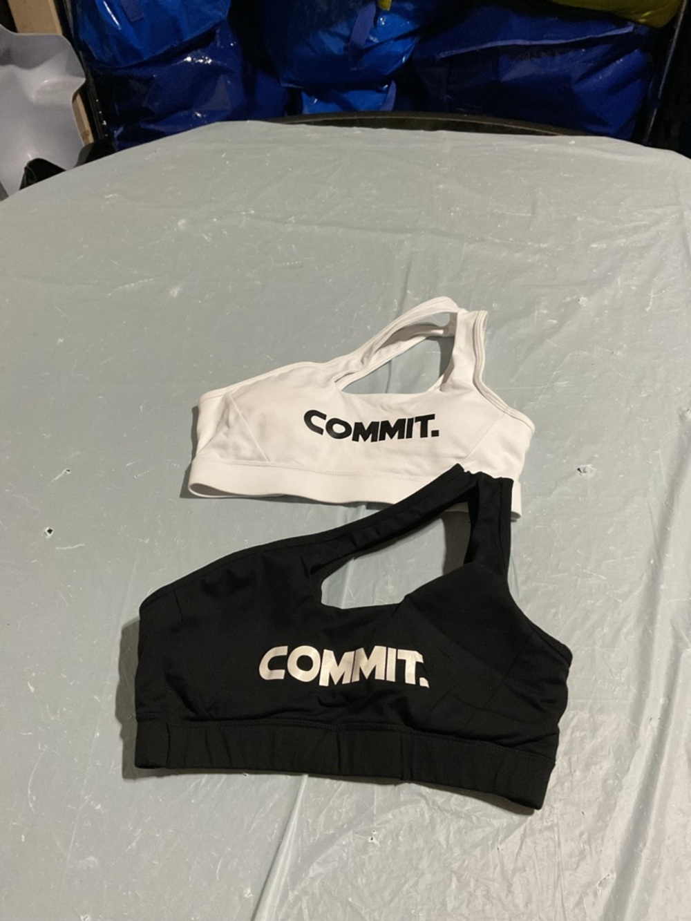 2 COMMIT. Asymmetrical Sports Bras - Black & White